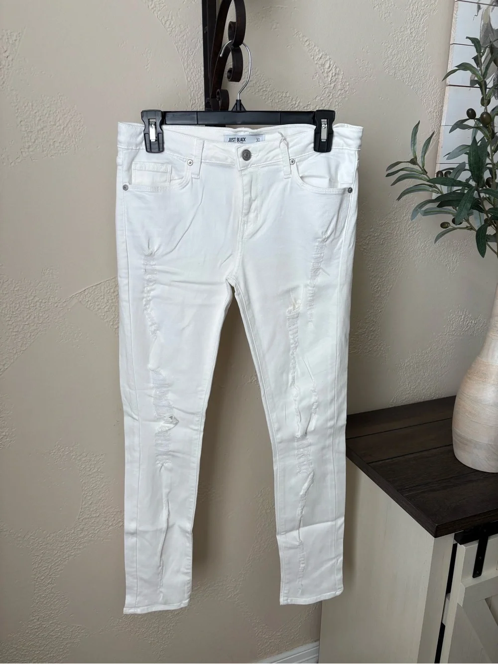 Just Black White Distressed Skinny Jeans